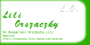 lili orszaczky business card